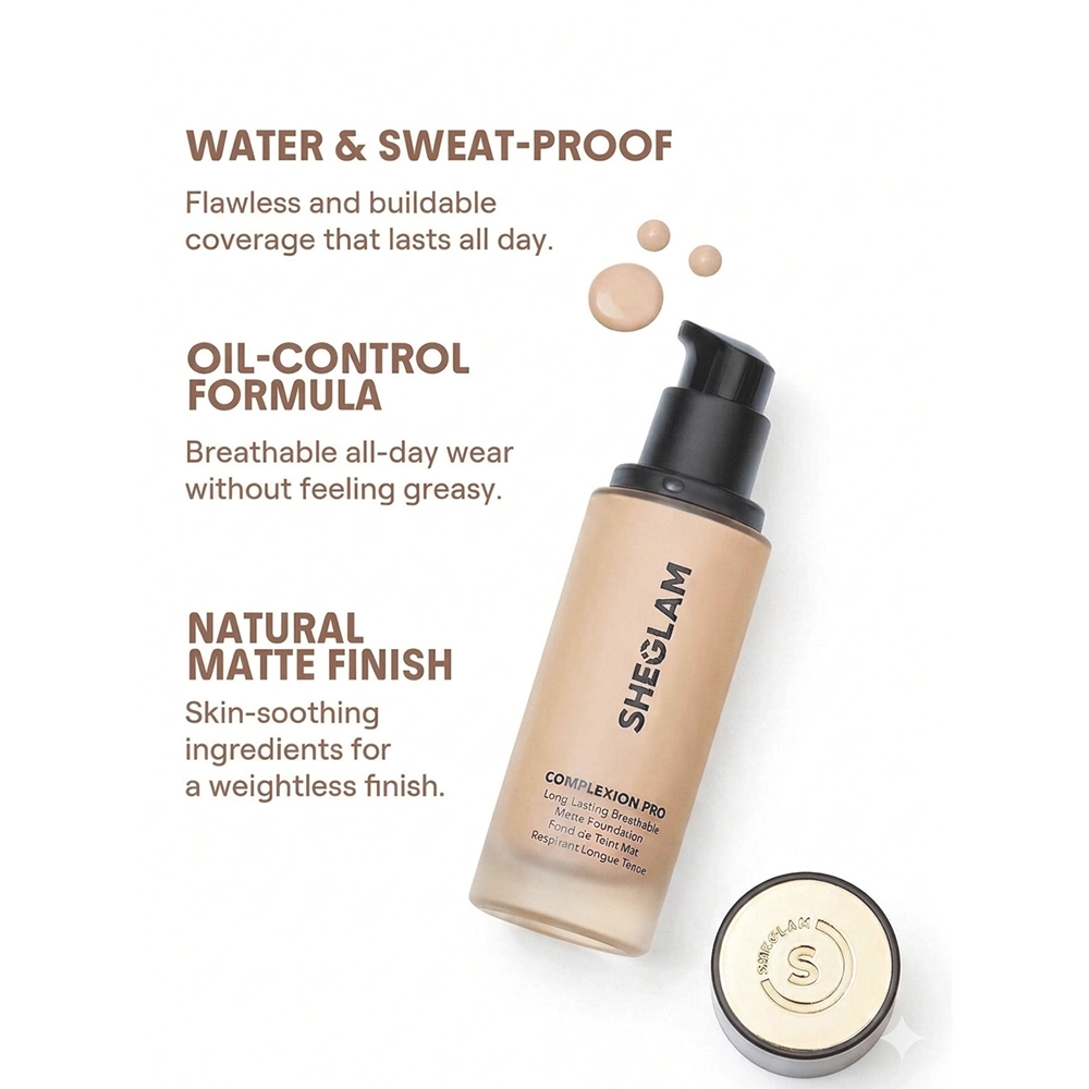 کرم پودر کمپلکس پرو شیگلم 4 کرم پودر کمپلکس پرو شیگلم Sheglam Complexion Pro Long-lasting Breathable Matte Foundation