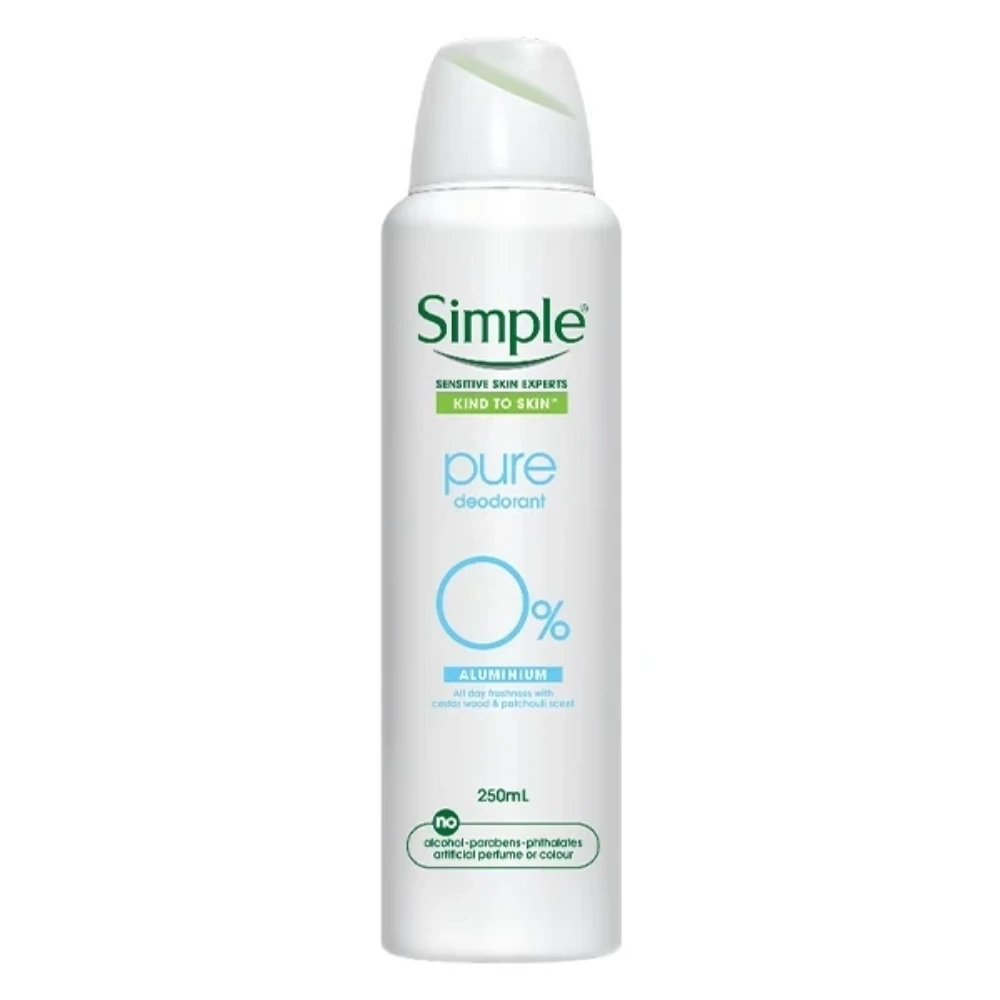 اسپری دئودورانت فاقد آلومینیوم سیمپل مدل pure